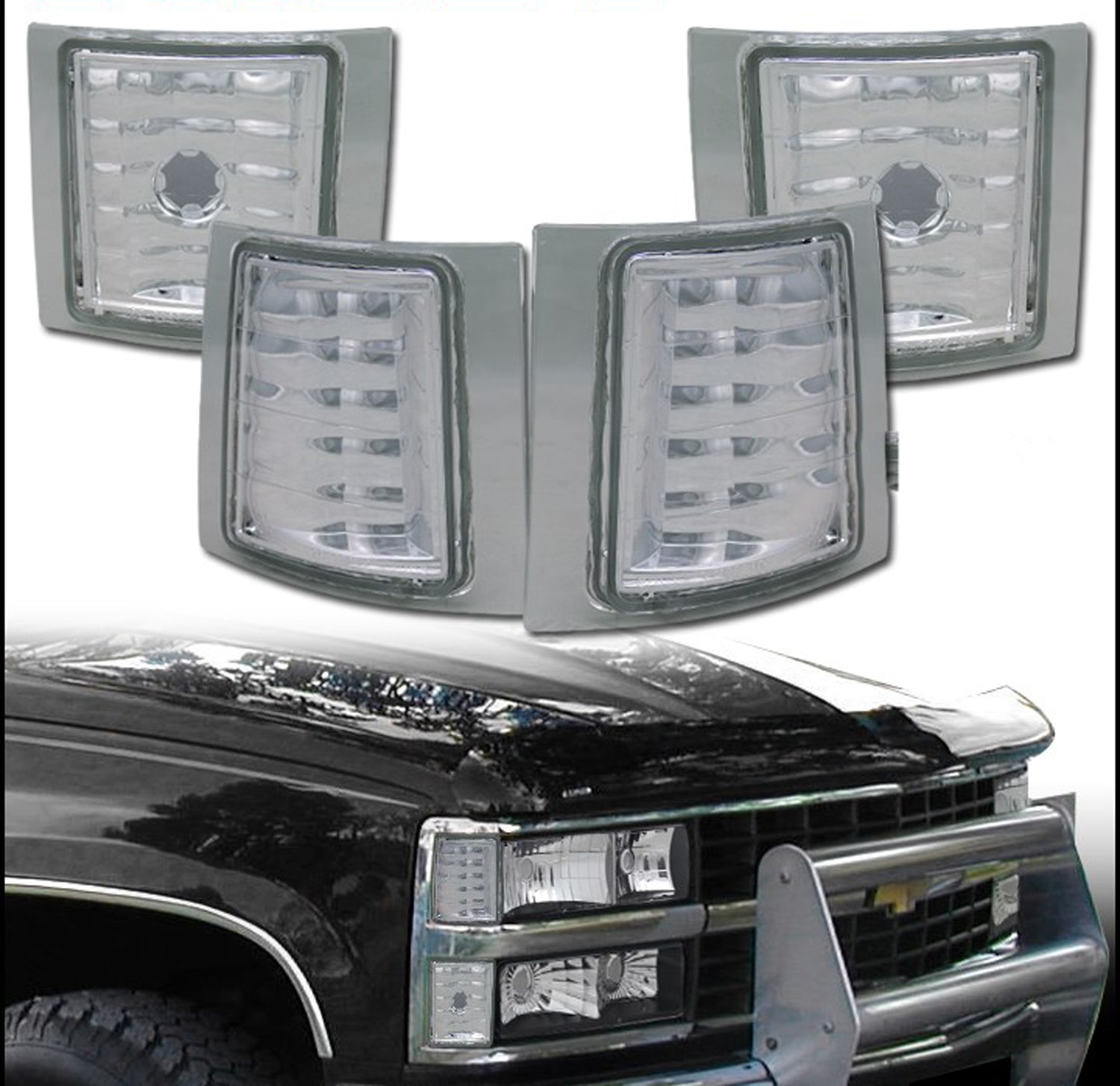 4-Piece Smoke Corner Lights For 1994-1998 Chevy C10/Silverado/Tahoe - Signal Lamps