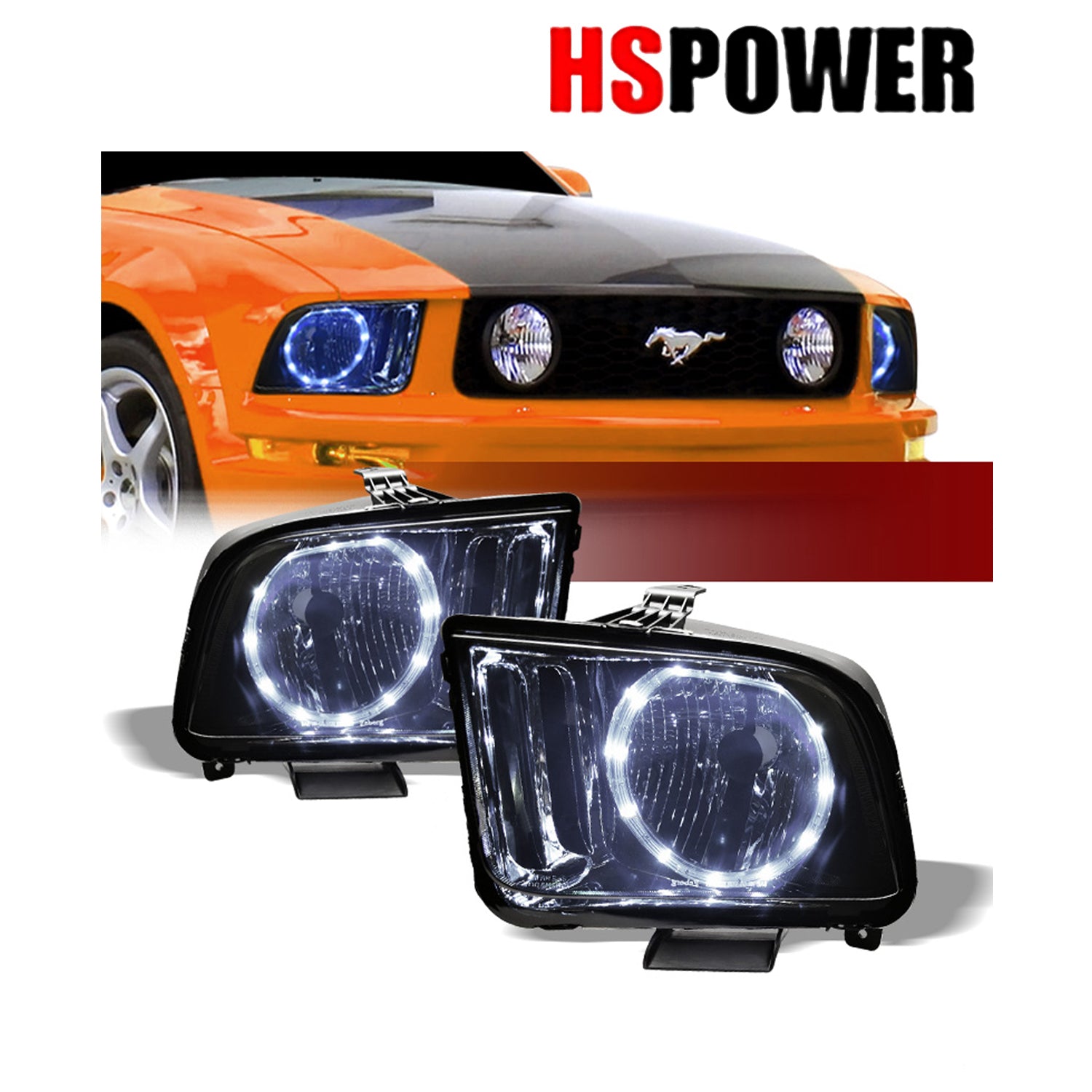 2015 Mustang Headlight Pair Of Smoke/Black LED Halo Headlights For 2005-2009 Ford Mustang - DRL Included Mustang Headlights Led - Foto 10